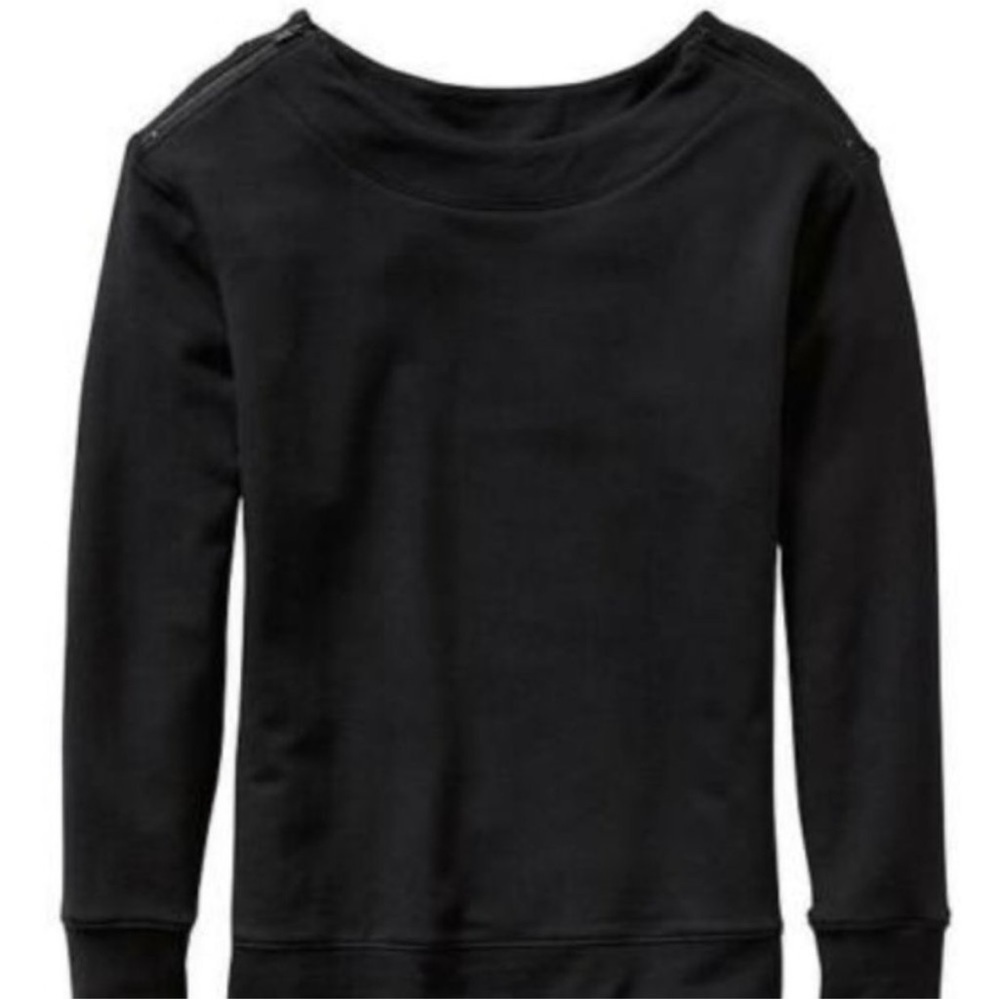 Athleta Black Boatneck Shoulder Zip Pullover Sweater Women’s Size Small